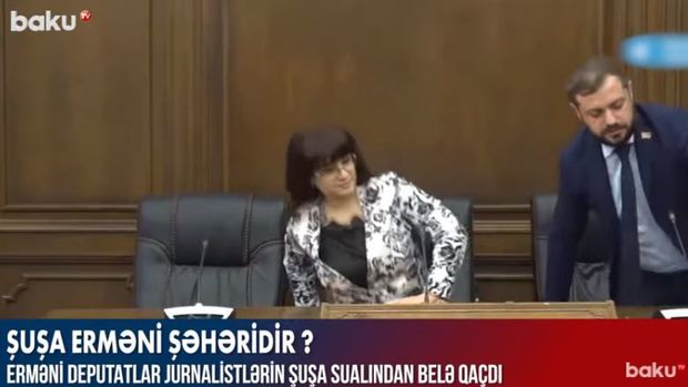 Erməni deputatlar jurnalistlərin Şuşa sualından qaçdı - VİDEO