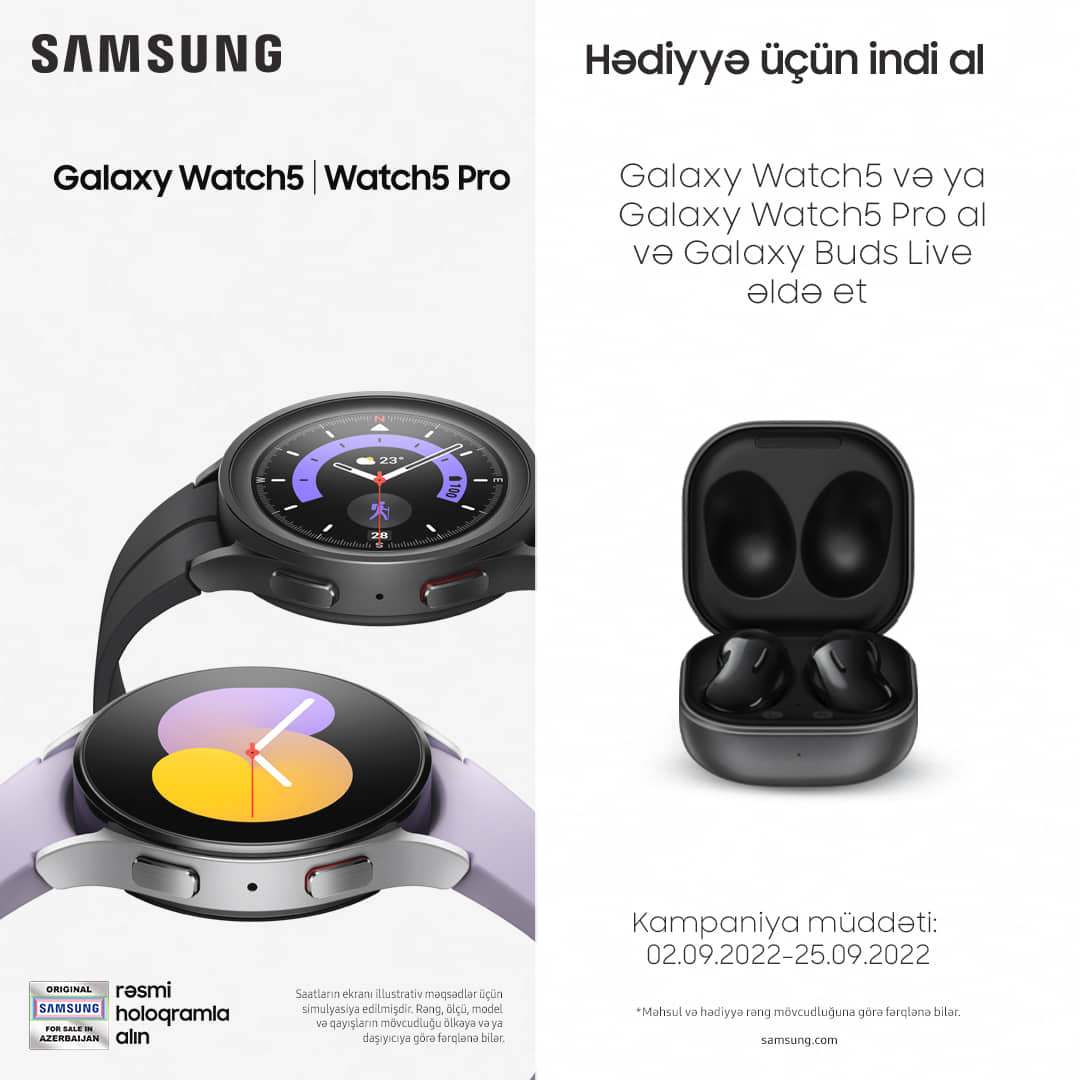 Sağlamlığa aparan yol ağıllı saatlardan keçir: Samsung Galaxy Watch5 və Galaxy Watch5 Pro artıq satışdadır!